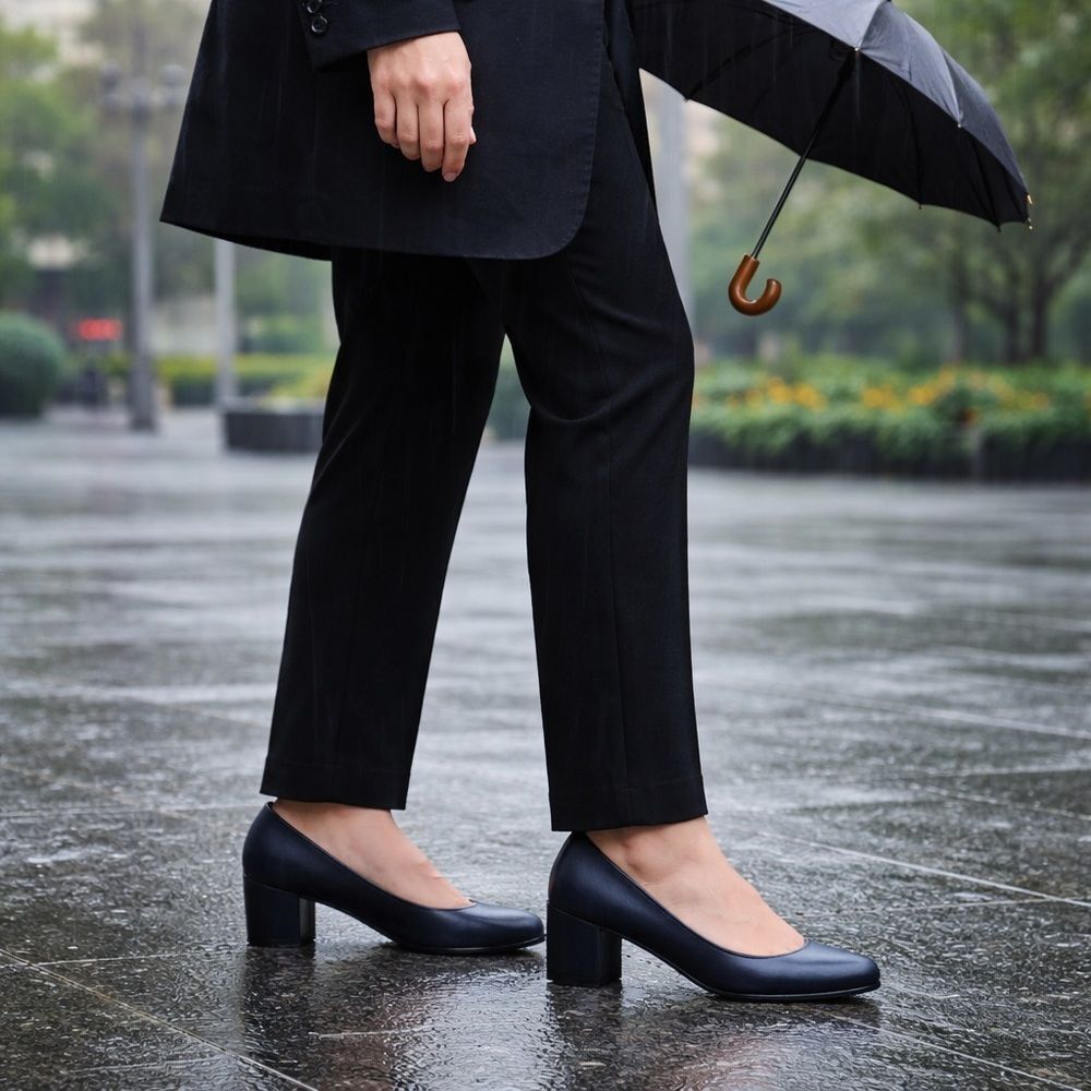 Cole Haan Waterproof Black Block Heel Pumps Size 11B City Work Commuter Chic